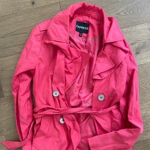 Express XS X-Small Coral/Hot Pink Trench Coat